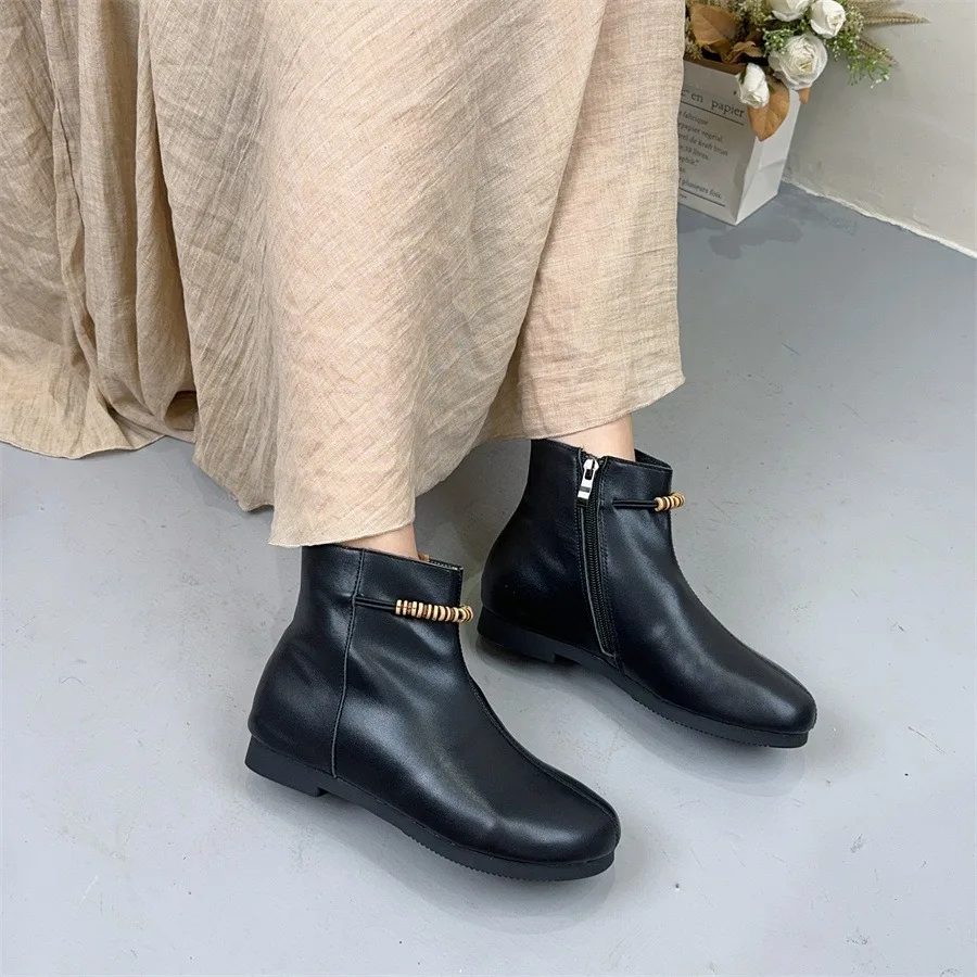 Birkuir Женские ботильоны в стиле ретро с боковой молнией и высоким берцем туфли на