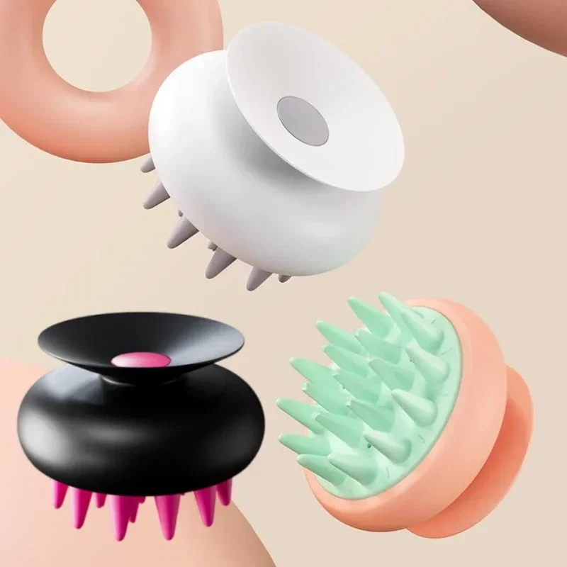 Силиконовая расческа для массажа головы щетка мытья волос с присоской массажер