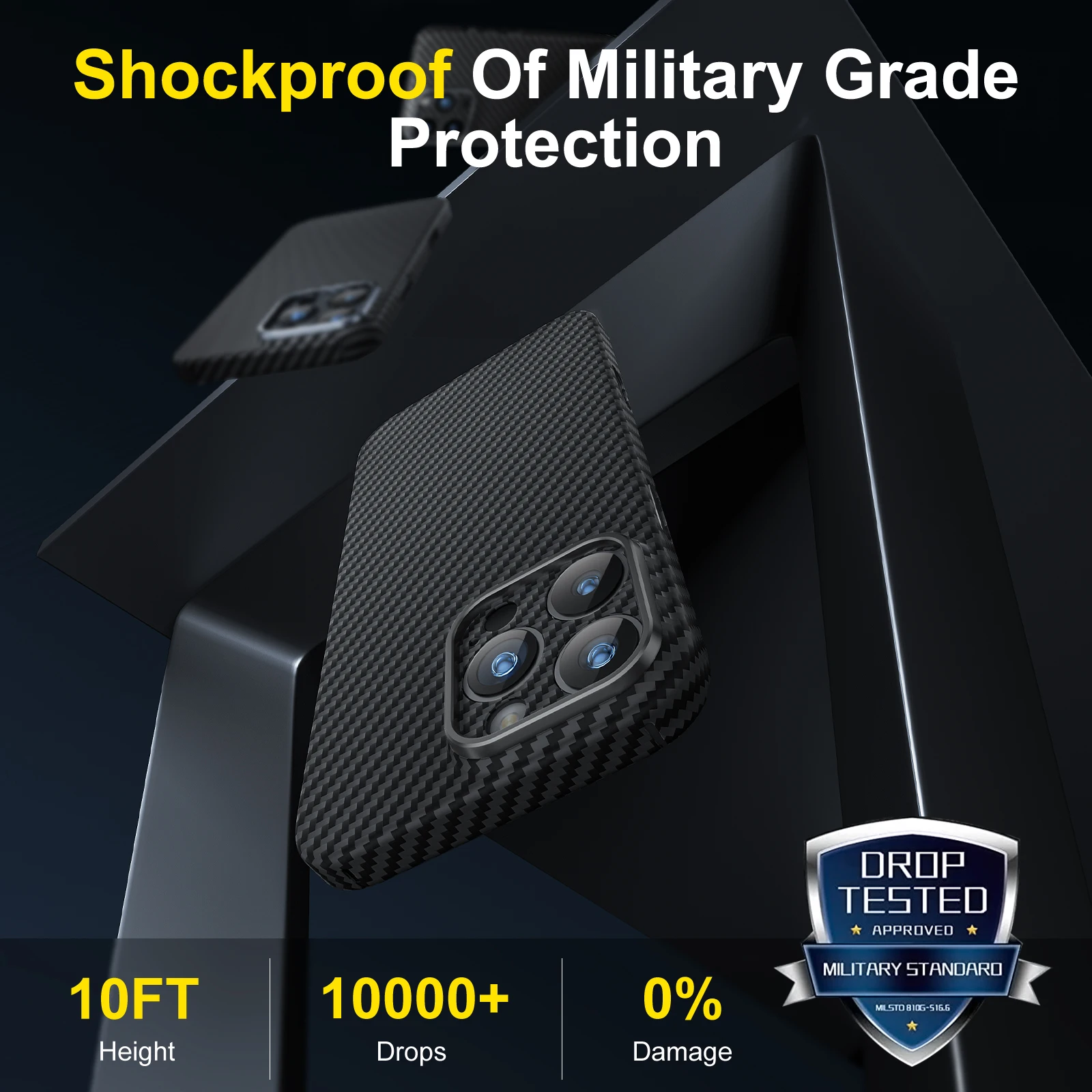 Чехол memumi из настоящего арамидного волокна для iPhone 16 Pro Max [без чехла на ощупь]