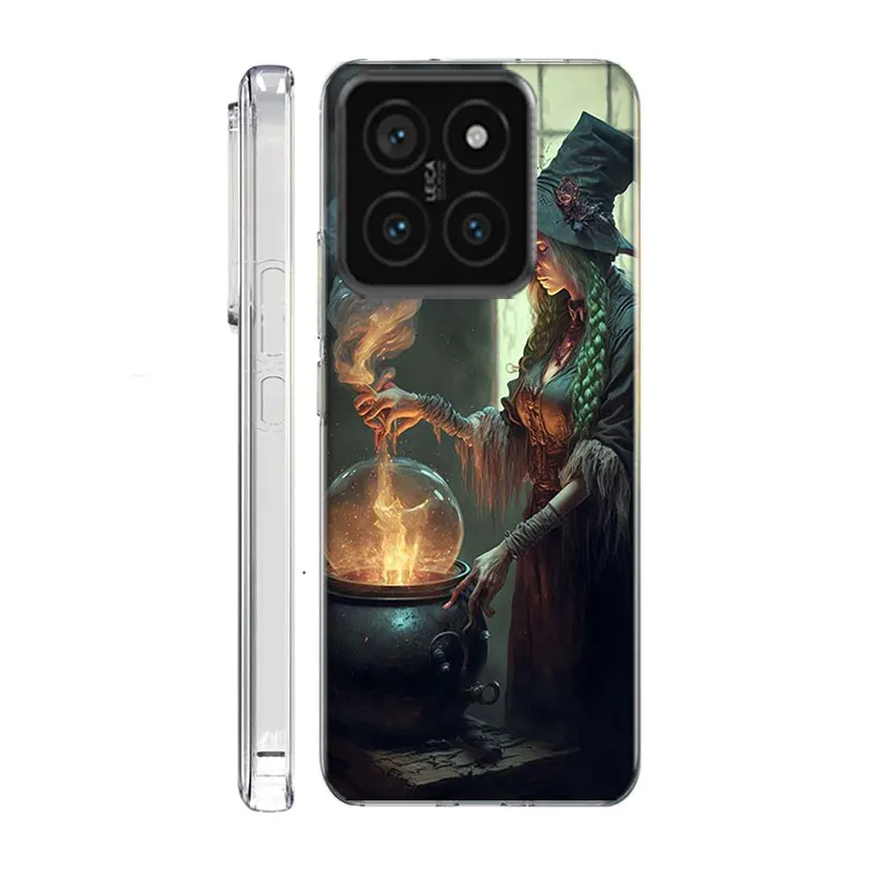 Witch Magic Clear Phone Case For Xiaom Mi 12 12T 11T 10T 9T 13 11 10 9 8 Lite CC9 CC9E Pro 6X 5X A1 A2 A3 Cover Coque
