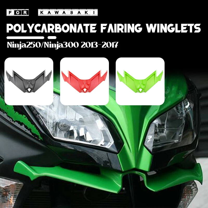 

MTKRACING For KAWASAKI Ninja300 Ninja250 2013-2017 Front Winglets Pneumatic Fairing Wing Tip Abs Plastic Protective Cover