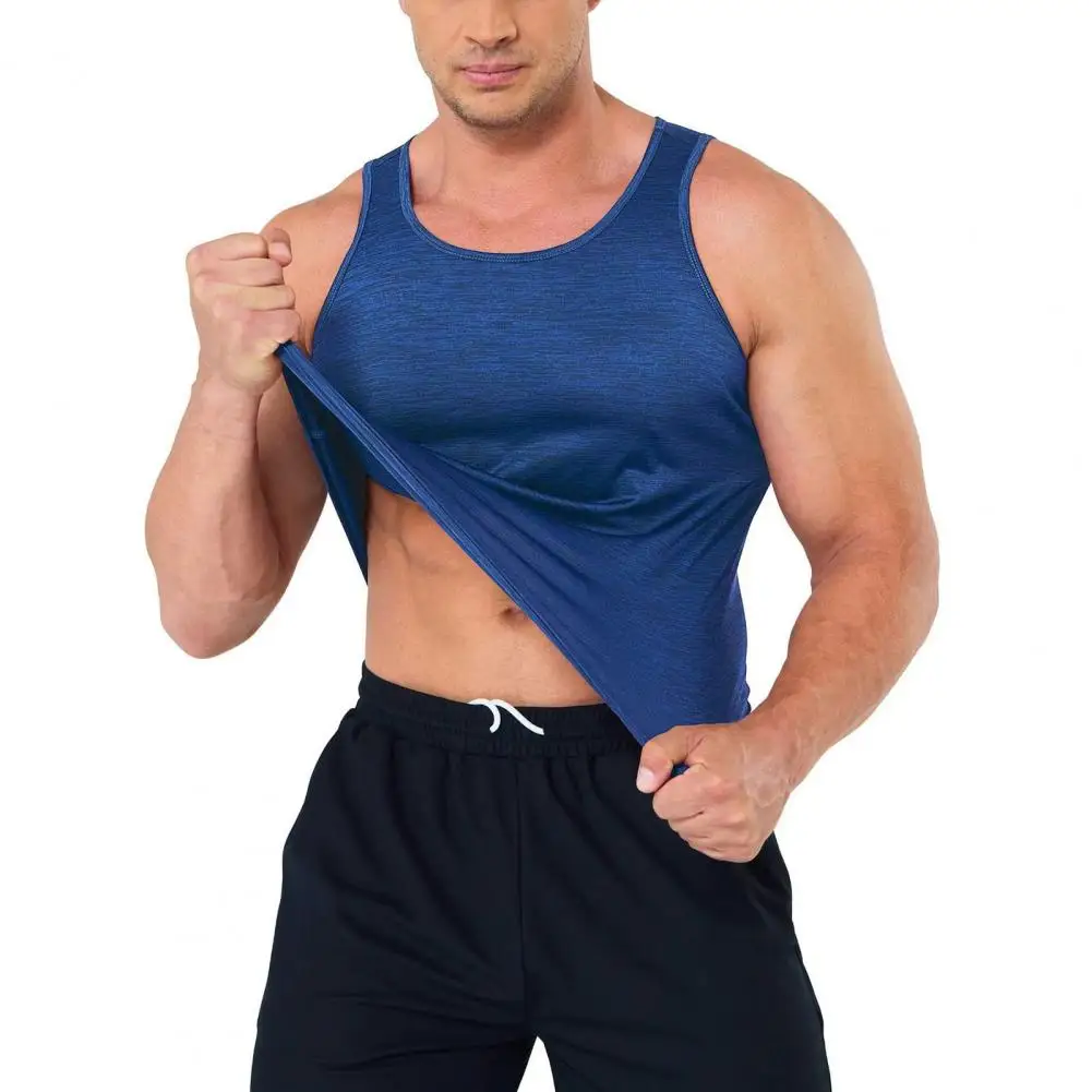

Slim Fit Sleeveless Top Slim Fit Men's Summer Sleeveless Tops Quick Drying Gym Running Vest in Solid Colors Streetwear Style Men