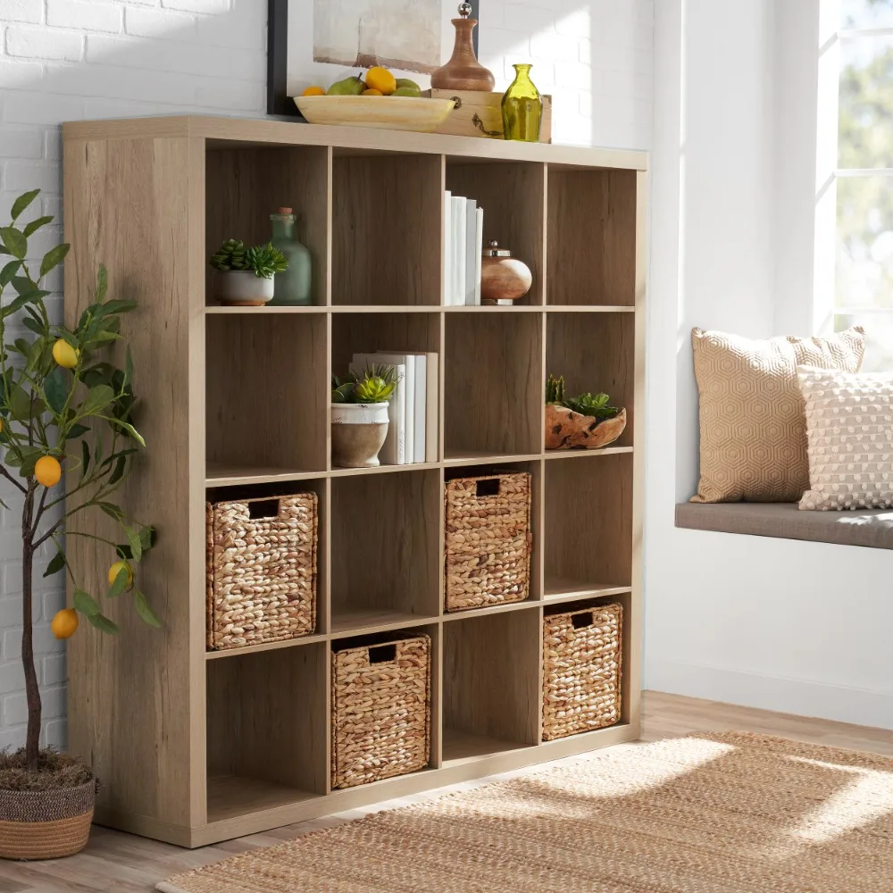 

Better Homes & Gardens 16-Cube Storage Organizer, Natural，15.35 x 57.40 x 56.85 Inches