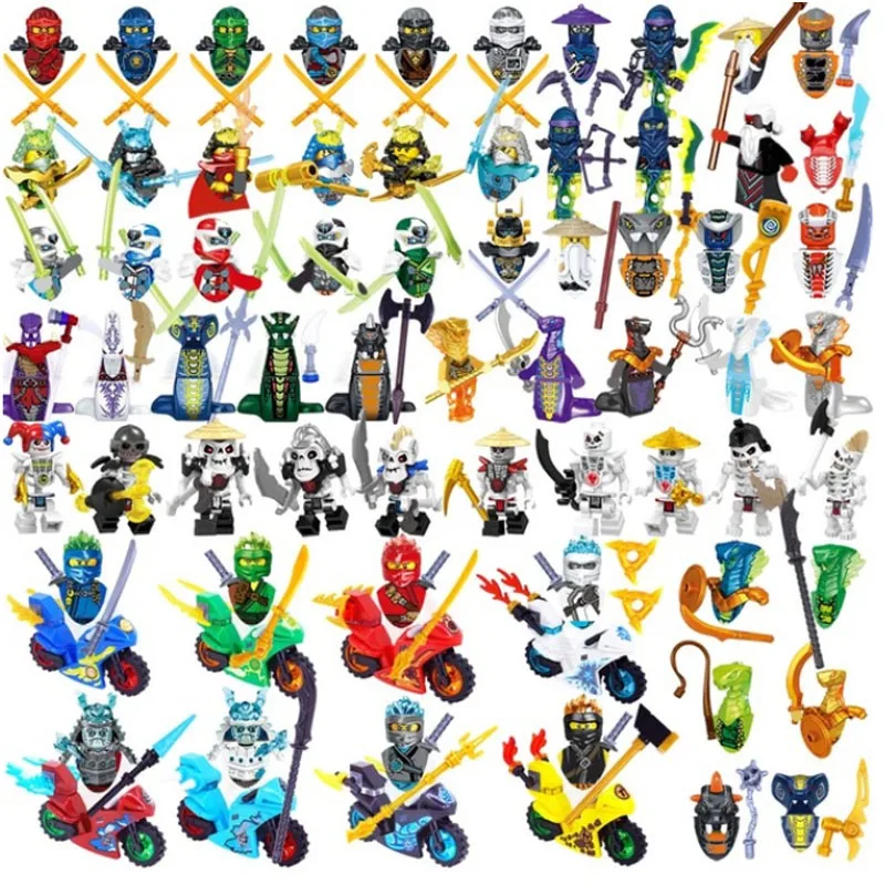 

Мини-фигурки Ниндзя из мотоцикла, конструктор, скелет, солдаты, змеи, воин, Самурай, аниме фильмы, куклы, детские игрушки