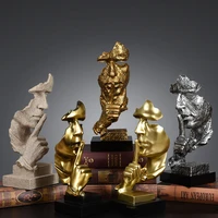 34cm abstract sculpture silence is gold figurines for interior home decoration nordic modern art office living room decorations