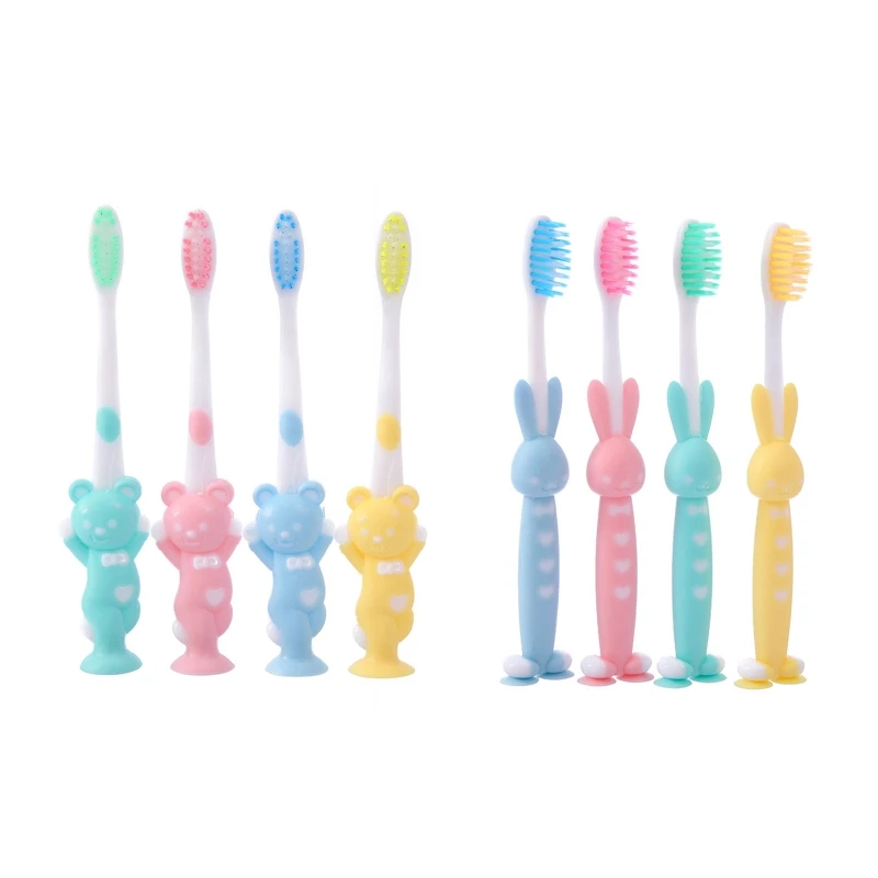 

H37A 4pcs Cute Candy Color Tooth Brushes Baby Kids Toothbrush Soft Fine Bristles Teeth Brush Children Oral Care Cleaning Tool