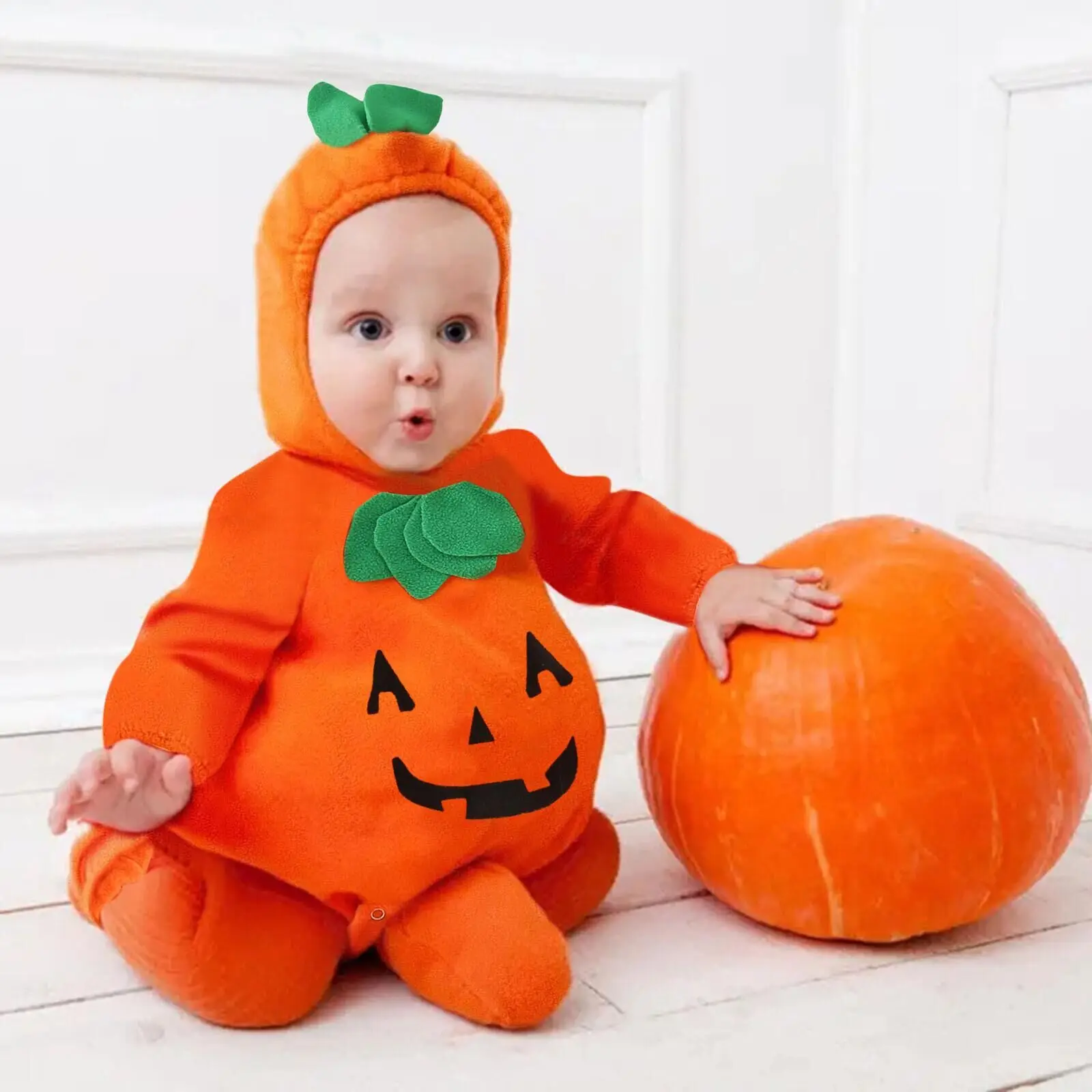 

Umorden Baby's Pumpkin Costume for Halloween Hoodie Bodysuit Long/Short Sleeve with Shoes 0-24M