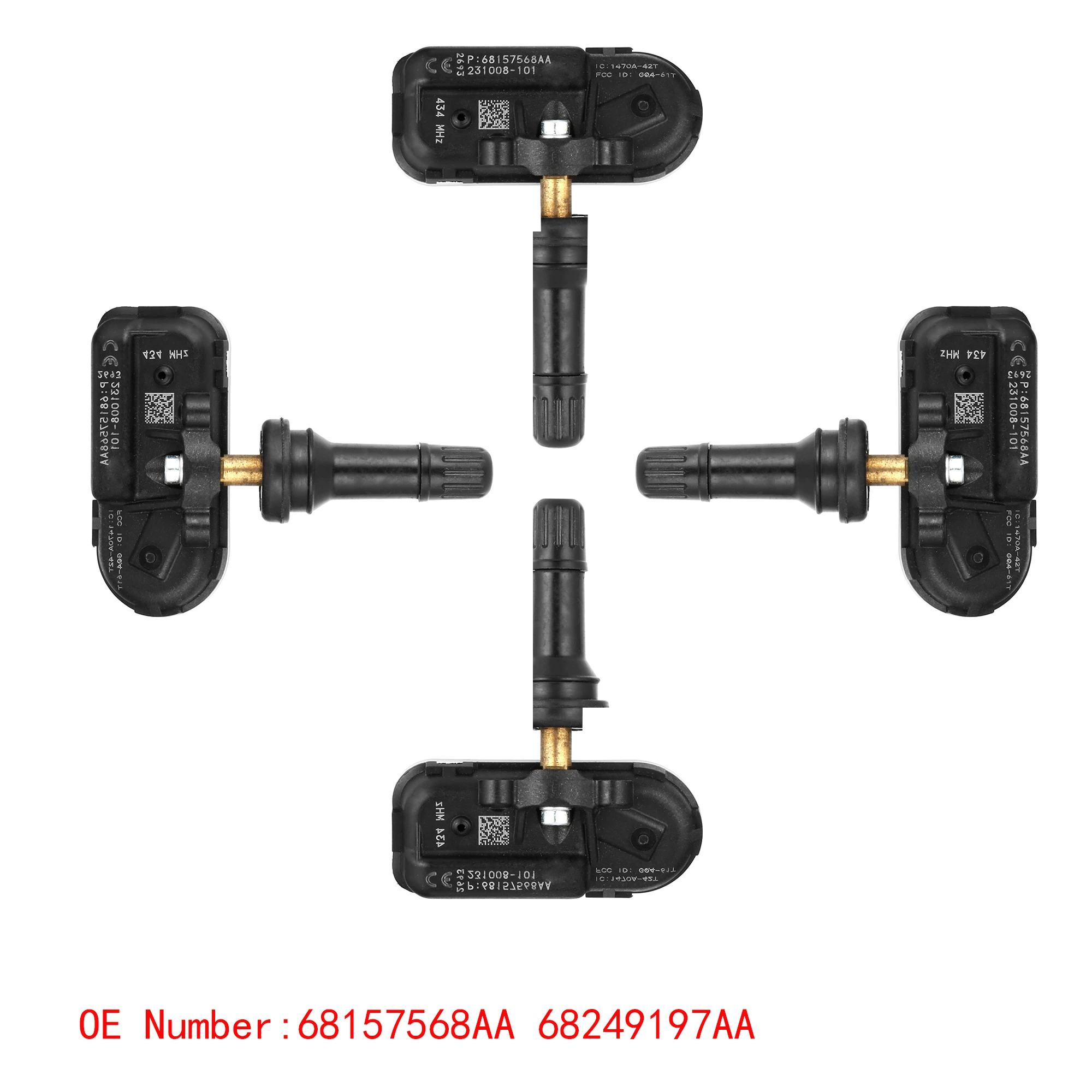 Датчики давления в шинах 1/4 МГц, 433 шт., 68157568AA для Dodge Ram 1500 2500 3500 Jeep 68239720AA 68239720AB