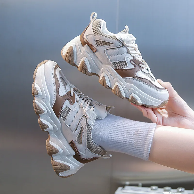 

New Fashion Women's Running Sneakers Platform Sports Shoes Black White Chunky Sneakers Vulcanized Casual Shoes Tennis Female