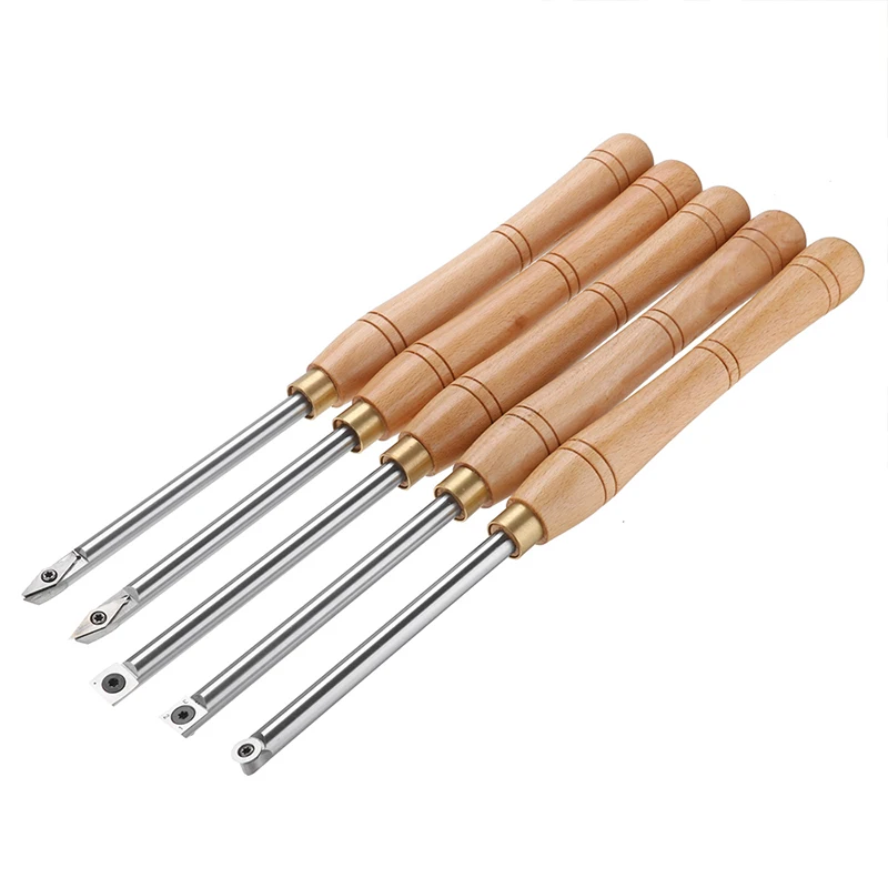 

5 Types Wood Turning Tool Disposable Carbide Insert Cutter With Wood Handle Replaceable Lathe Tool Round Shank Woodworking Tool