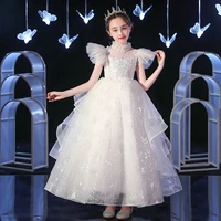 girl runway dress in the run princess dress lovely sweet super fairy little white angel little host piano playing tutu