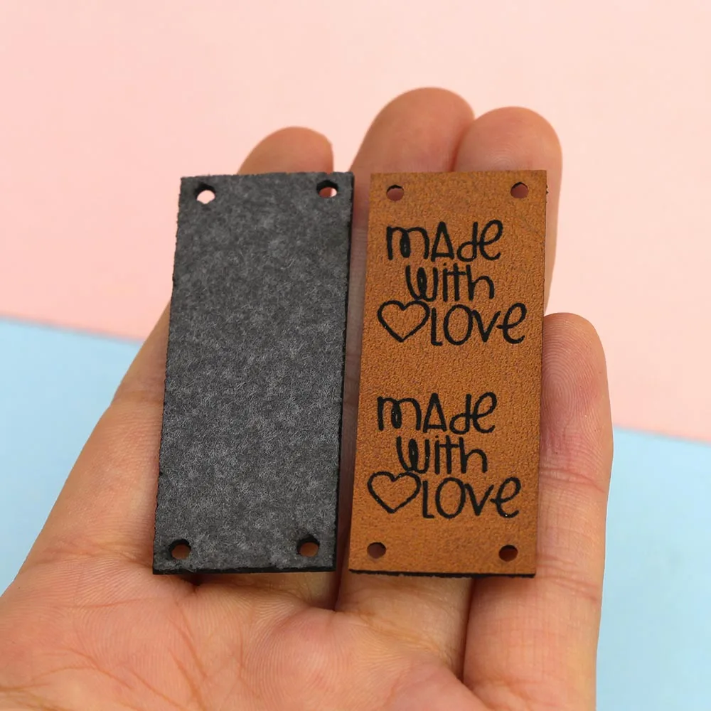 20 шт. кожаных ярлыков ручной работы для одежды, сделанных с любовью ярлык сердца DIY сумки, подарки, вязаные корзины на.
