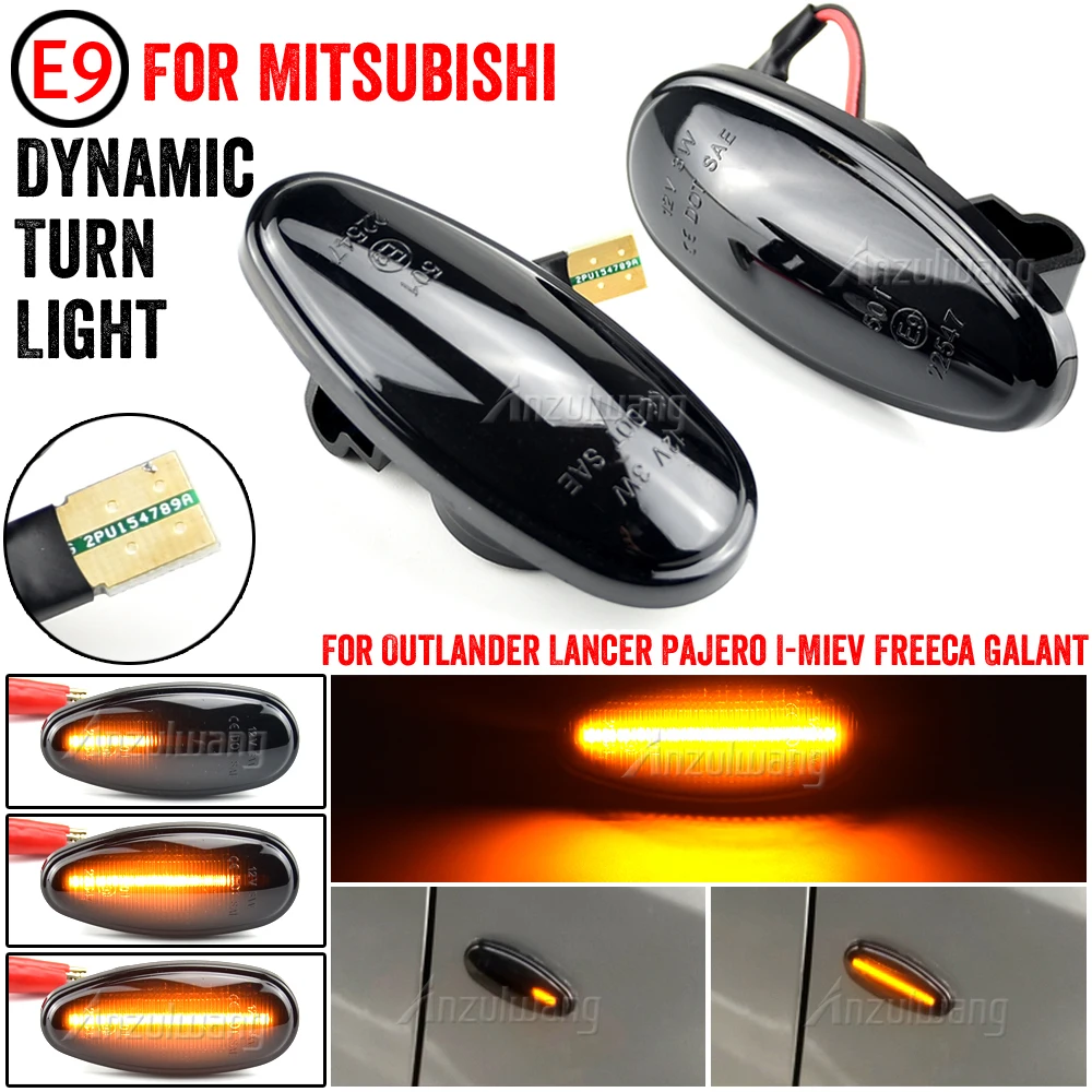 

2Pcs Dynamic LED Side Marker Light Tuan Signal Lamps For Mitsubishi Outlander Lancer Freeca Pajero Eclipse Galant Space I-Miev
