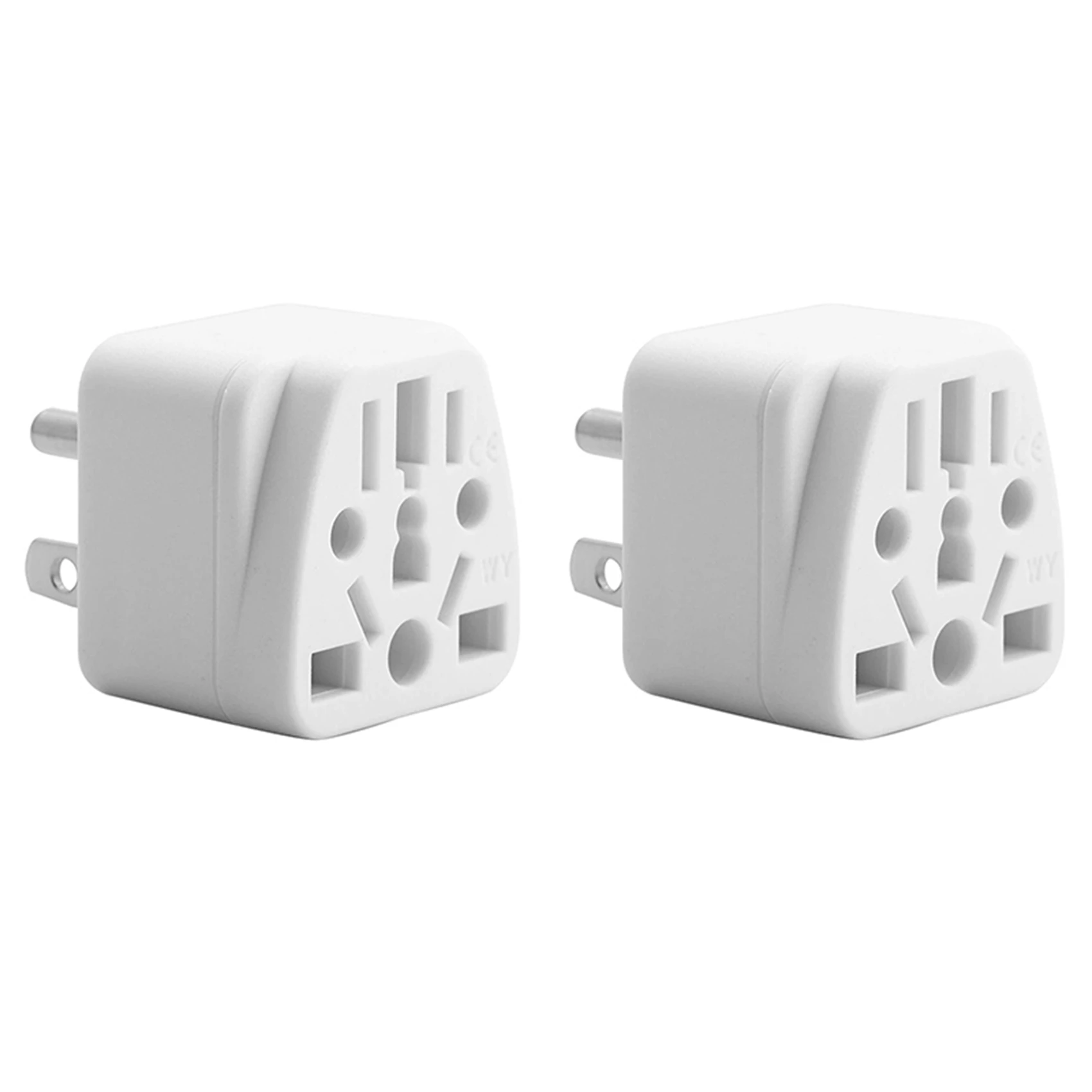 

2X US Travel Plug Adapter EU/UK/AU/In/CN/JP/Asia/Italy/Brazil To USA (Type B), 3 Prong USA Plug, Charger Converter White