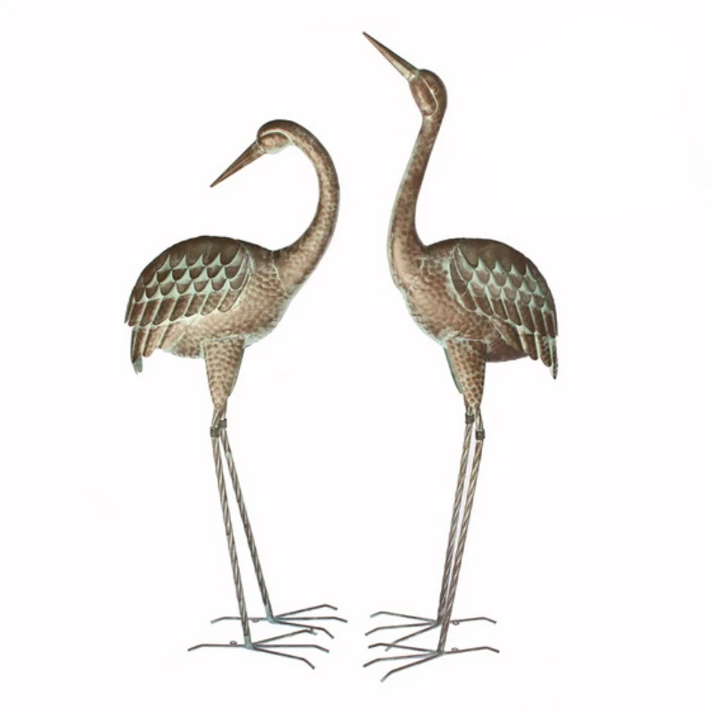

Outdoor Garden Sheet Metal Standing Antique Crane Sculpture Decor