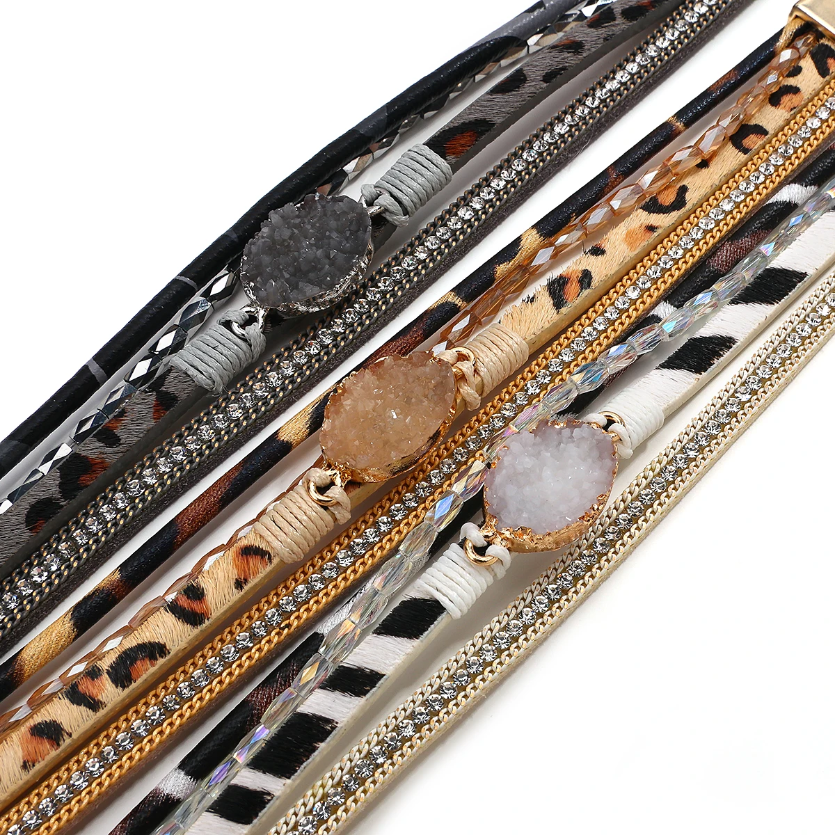 Браслет с леопардовым принтом Amorcome браслет из искусственной кожи животным в