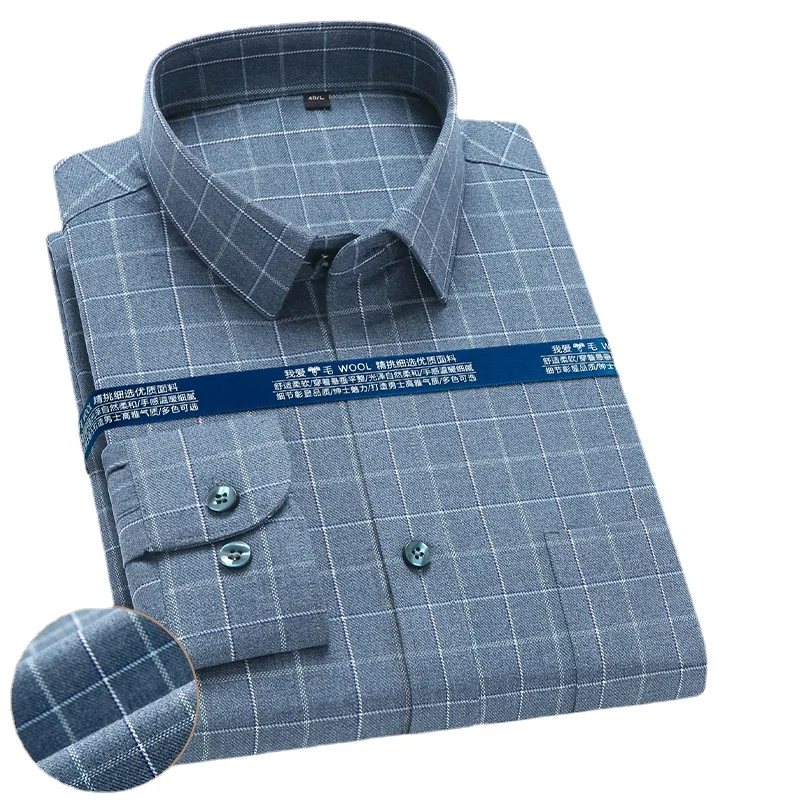 

Casual Wear Business Men Plaid Shirts Long Sleeve Leisure Excellent Striped Shirt for Man with Pocket Comfortable Autumn Spring