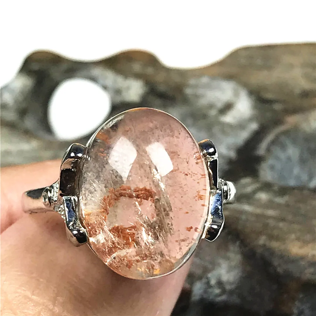 Кольцо с природным призраком Фантом кварц ювелирные изделия для женщин и мужчин