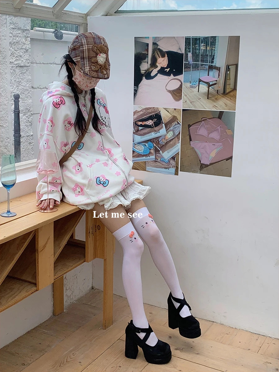 Японские Женские носки выше колена jhiai Kei Cat оригинальные двухмерные бархатные