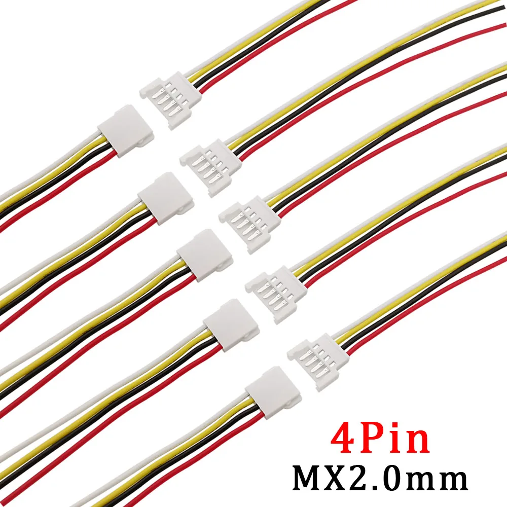 

5/10 пар 26AWG MX2.0 4-контактный проводной Кабельный соединитель 4-контактный MX 2,0 мм штекер антенна стыковочный штекер и гнездо кабель для зарядки...
