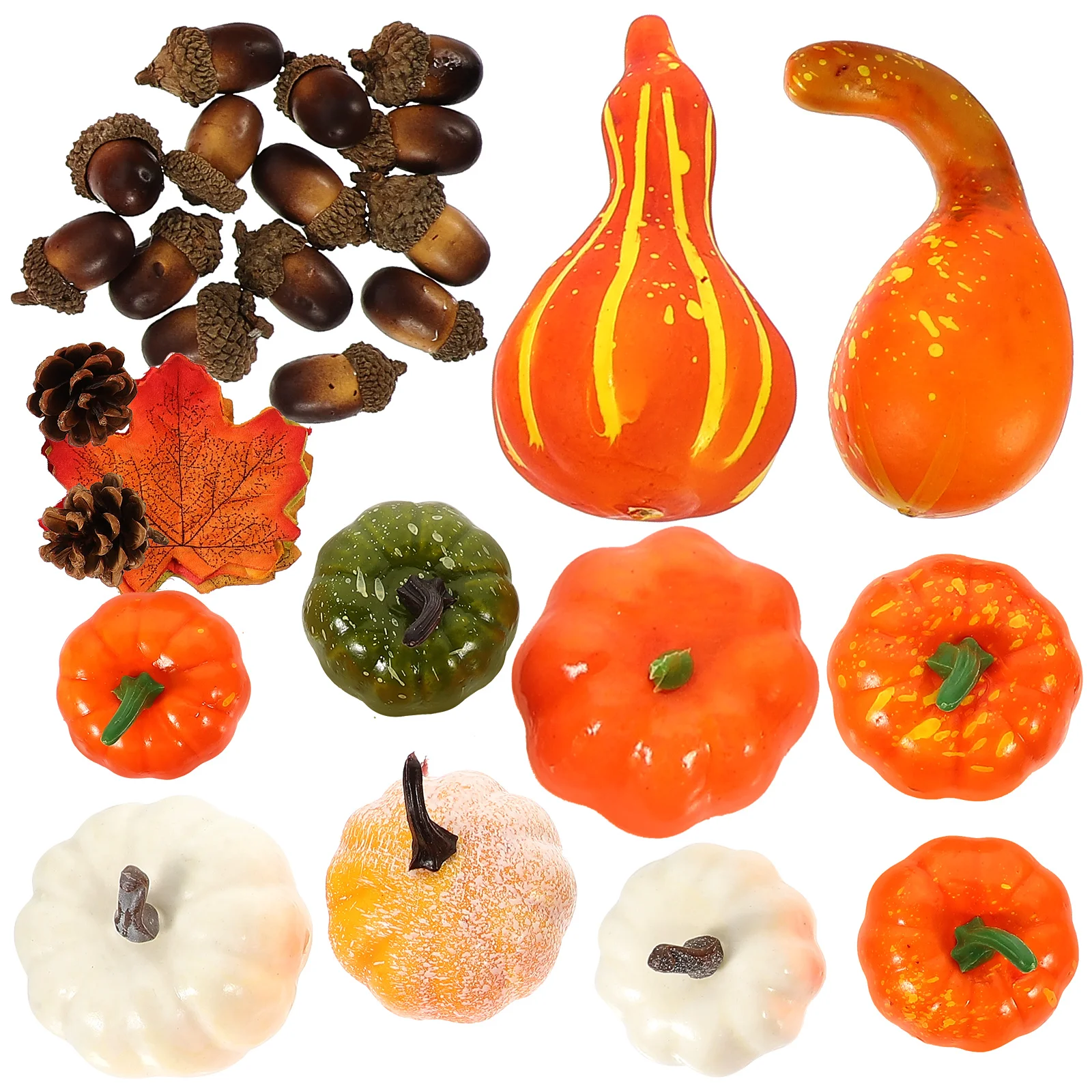 

1 Set Halloween Thanksgiving Decorations Artificial Pumpkins Maple Leaves Acorn Pine Cones Fall Party Supplies