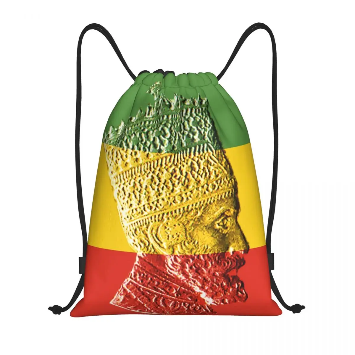 Haile Selassie King Ethiopia Jah Rastafari Drawstring Backpack Women Men Sport Gym Sackpack Foldable Shopping Bag Sack