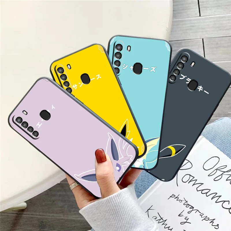 

Pokémon Cartoon Avatar Phone Case For Samsung Galaxy A01 A02 A10 A10S A20 A31 A22 4G 5G Liquid Silicon Black Funda Coque Back