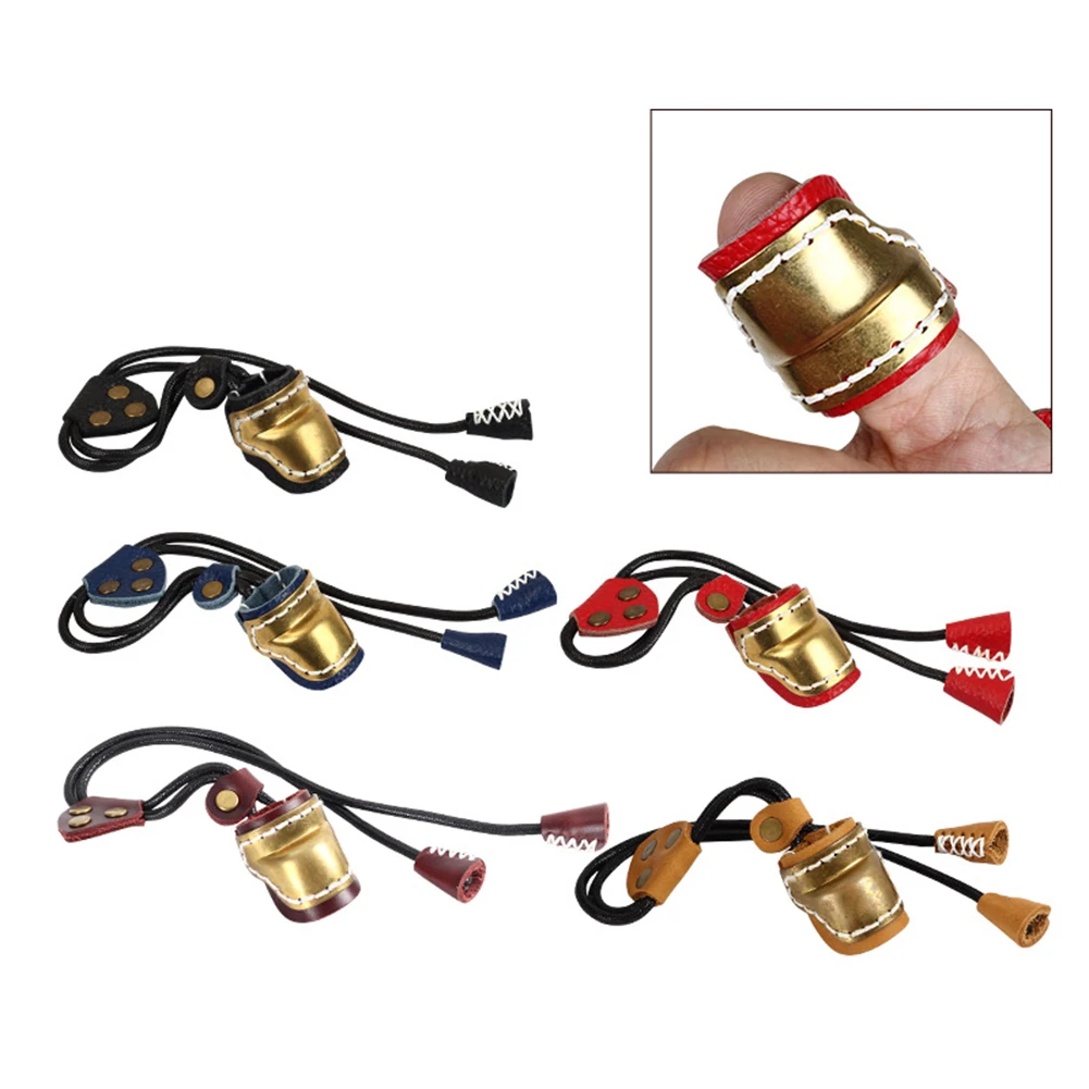 

1× Brass Leather Wrench Archery Thumb Ring Brass Thumb Finger Guard Protect Gear For Hunting Target Recurve Bow Cow Skin Soft