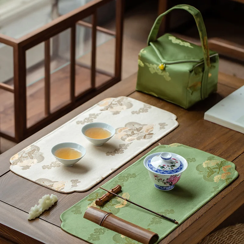 

Double Layer Cloud Pine Brocade Tea Mat 50cm/120cm Thickened Tea Mat Tea Tablecloth Flower Chinese Zen Table Flag Cloth Mat