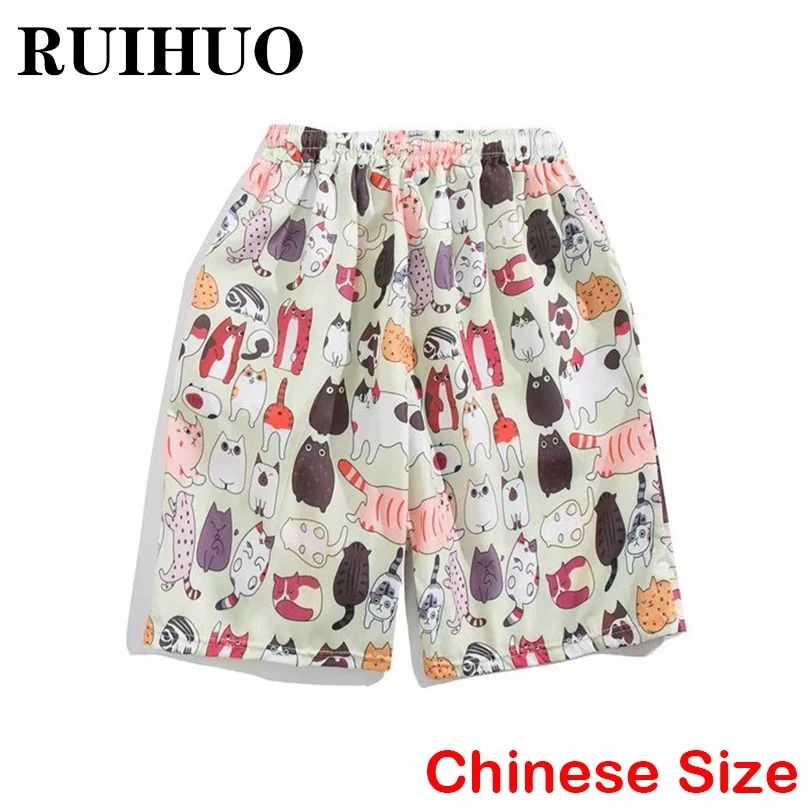 Шорты RUIHUO мужские с мультяшным рисунком хлопок повседневные Летние Короткие