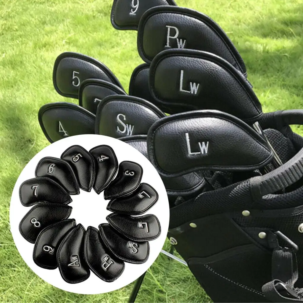 

12pcs Portable PU Golf Club Head Covers Iron Putter Head Cover Golfs Head Protector Headcover Set Outdoor Sport Golf Accessoires
