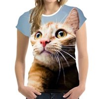 summer animal cat pattern 3d print ladies t shirt new card casual harajuku wow girl t shirt