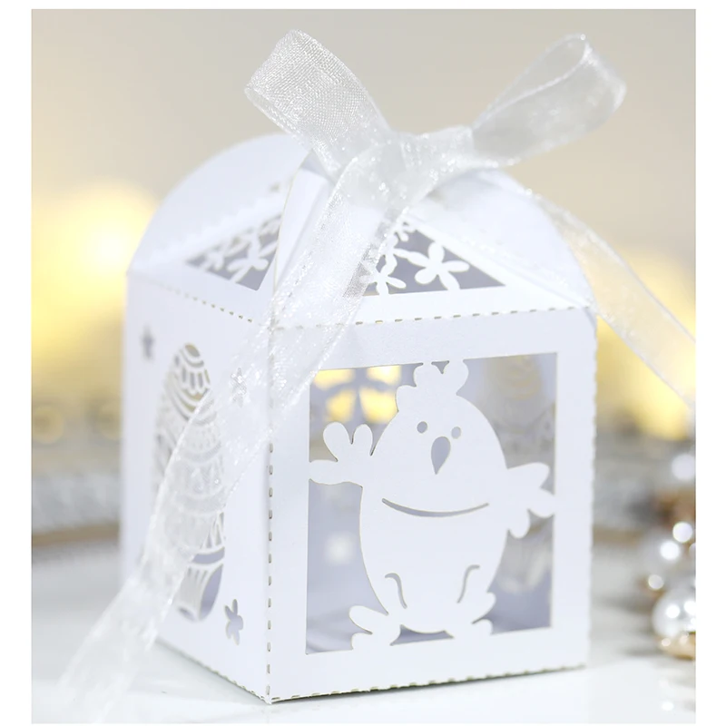 

Бумажная коробка для конфет с лазерной резкой, 50 шт., коробка с милым Кроликом, контейнер для печенья и шоколада, сумки на день рождения, конфеты, товары для коробки