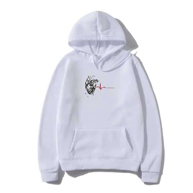 

Женский и мужской пуловер Flatline, Новый Уникальный дизайнерский пуловер с кардиограммой в форме сердца, верхняя одежда из чистого хлопка в ст...