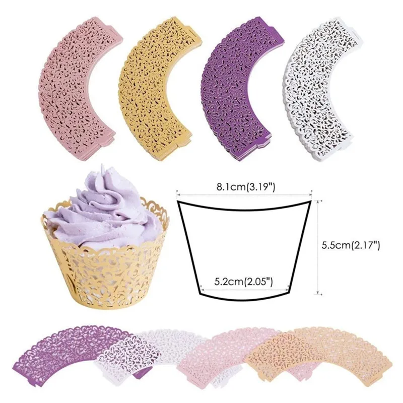 12PCS Lace Hollow Cupcake Wrappers For Wedding Birthday Party Cake Decoration Baby Supplies Muffin Paper Cups Cases - купить по