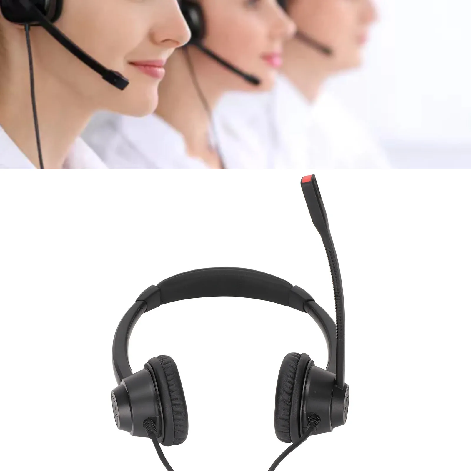 Бинауральная проводная гарнитура с HD-микрофоном для домашнего офиса колл-центра