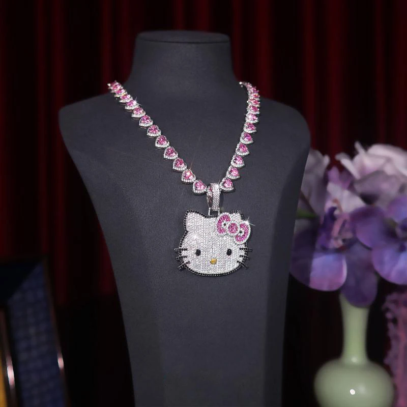 Hello Kitty полный бриллиантовый светильник роскошный нишевый дизайн цепочка на