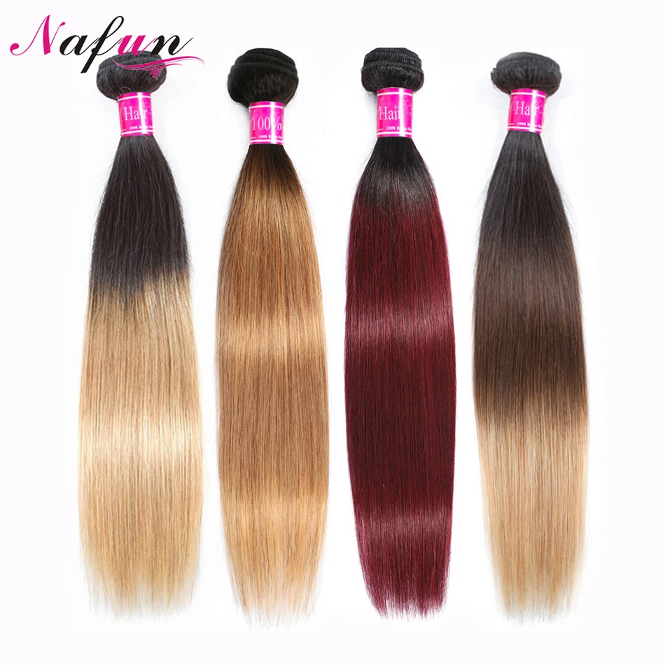 

Накладпряди бразильские прямые человеческие волосы с эффектом омбре NAFUN 1B27 30 99J, пучки волос длиной 28 и 30 дюймов, пучки человеческих волос для наращивания, волосы без повреждений