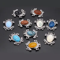 stone agate opal natural shell abalone frog alloy brooch pendant for jewelry makingdiynecklace clothe ornament gift party35x45mm