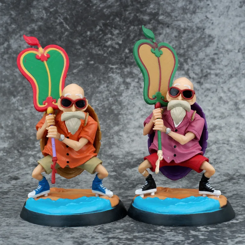 

2 type Dragon Ball Kame Sennin Figure 14.5cm Master Roshi Funny Figurine With Palm Leaf Fan Anime Model PVC Doll Decoration Gift