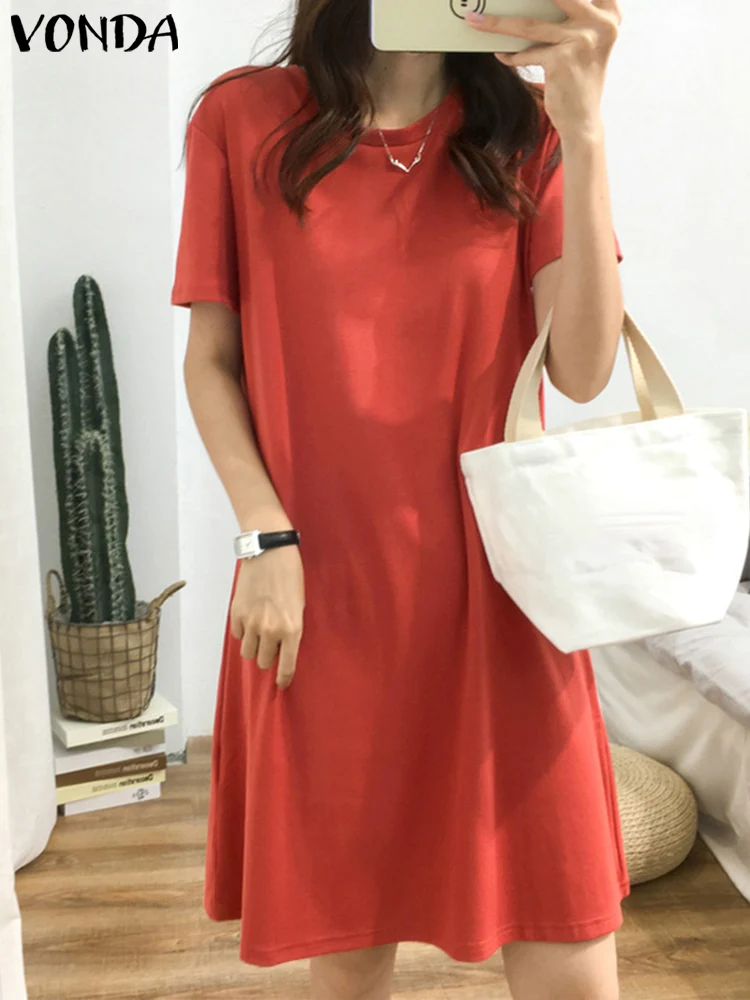 

VONDA 2022 Y2K Female Fashion Knee-Length Mini Street Sundress Holiday Robe Vintage Party Dress Women Long Sleeve Solid Vestidos