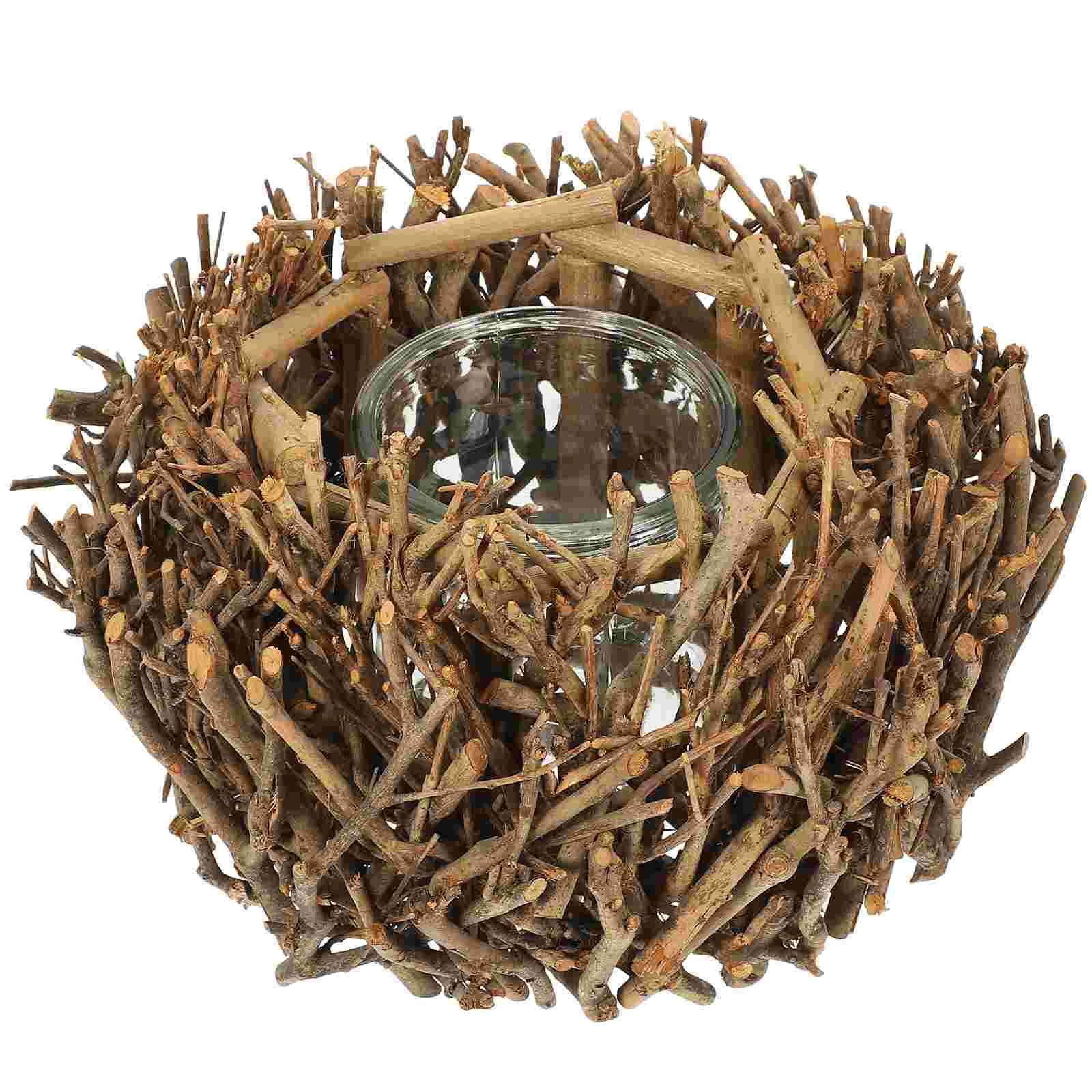 

Rings Holder Rattan Votive Holders Teachristmaspillar Xmas Wedding Holly Rustic Wooden