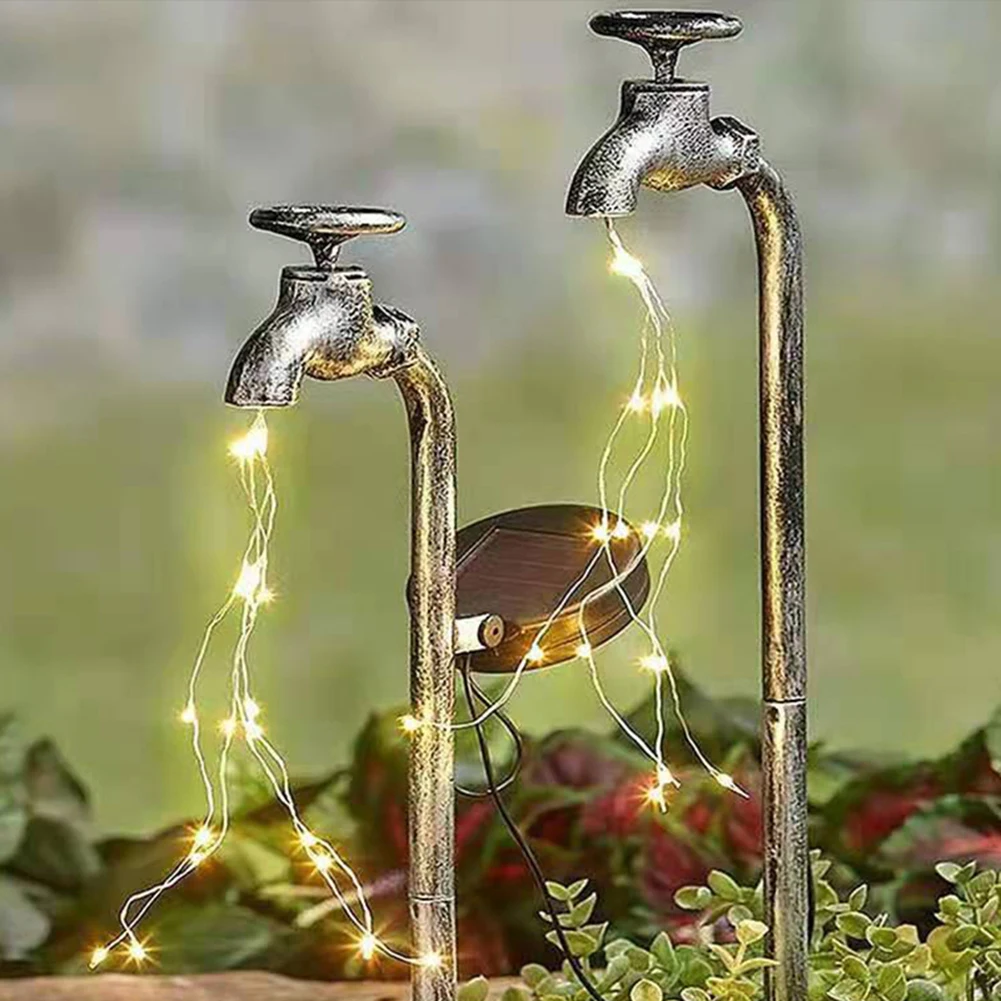 Solar Waterproof Metal Iron Hydrant Art Light Outdoor Yard Lawn Decoration
