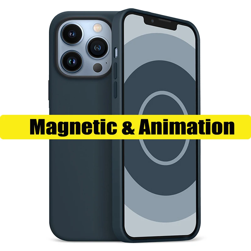 

Оригинальный силиконовый чехол для Apple iPhone 13 12 Pro Max, Магнитный чехол с анимацией для iPhone 13 12 Mini, чехол с беспроводной зарядкой