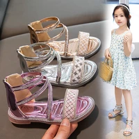 girls sandals open toe summer 2022 childrens roman shoes new korean version baby princess shoes kids fashion rhinestone chic pu