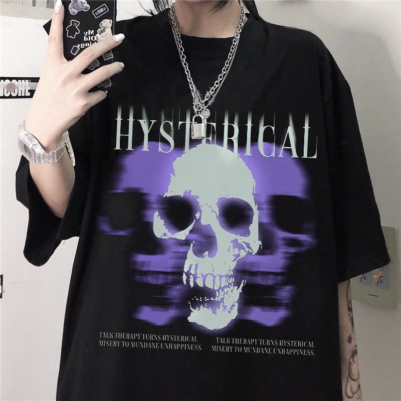 Женские готические футболки в стиле хип-хоп черные с графическим принтом K-POP