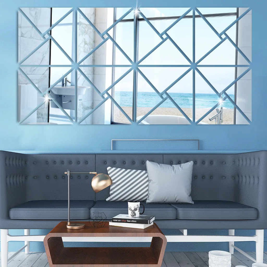 

New 4Pcs Wall Stickers Mirror Stickers Decal Square DIY Treandy Wall Decor Aesthetic Room Decor Stickers Decal Bedroom Bathroom