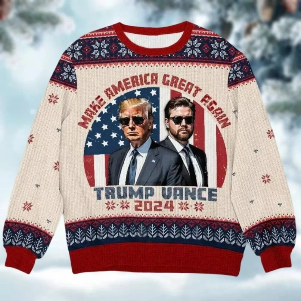 Trump Christmas Ugly Sweater Parenthood Vance Make Great Again уродливый свитер