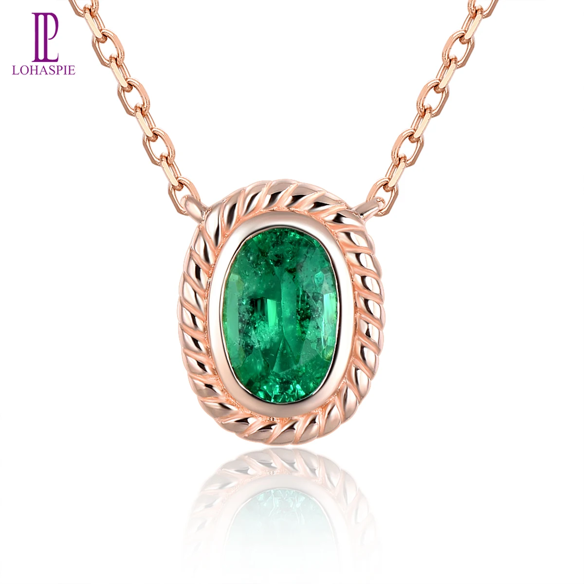 Lohaspie натуральный изумруд 14 к розовое золото подвеска 0 4 карат подлинный