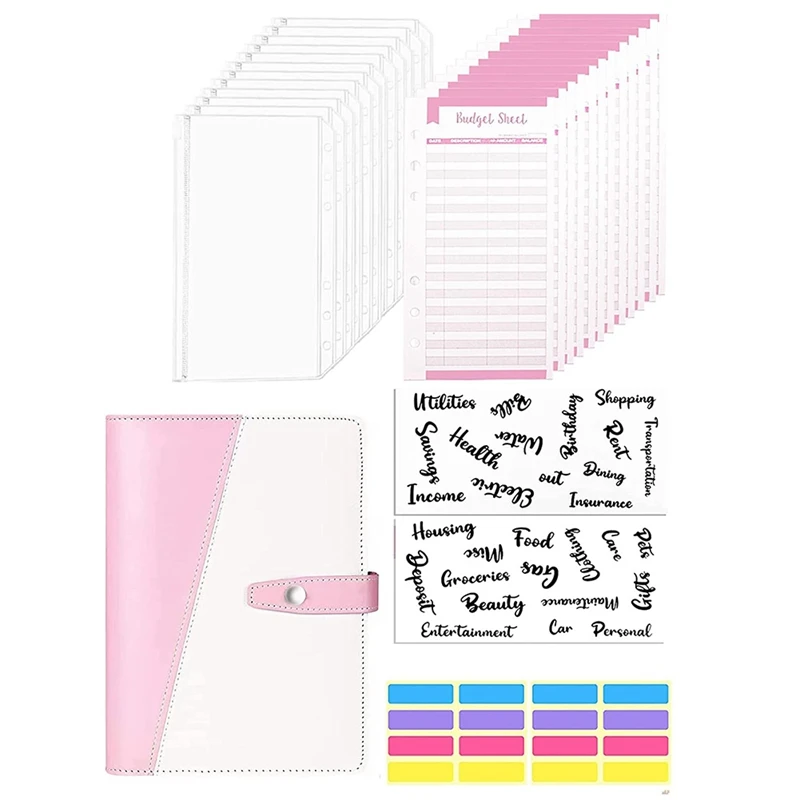 

Budget Binder-29 Pcs Saving Money Organizer,Cash Envelopes For Budget, A6 PU Budget Binder With Zipper Envelopes